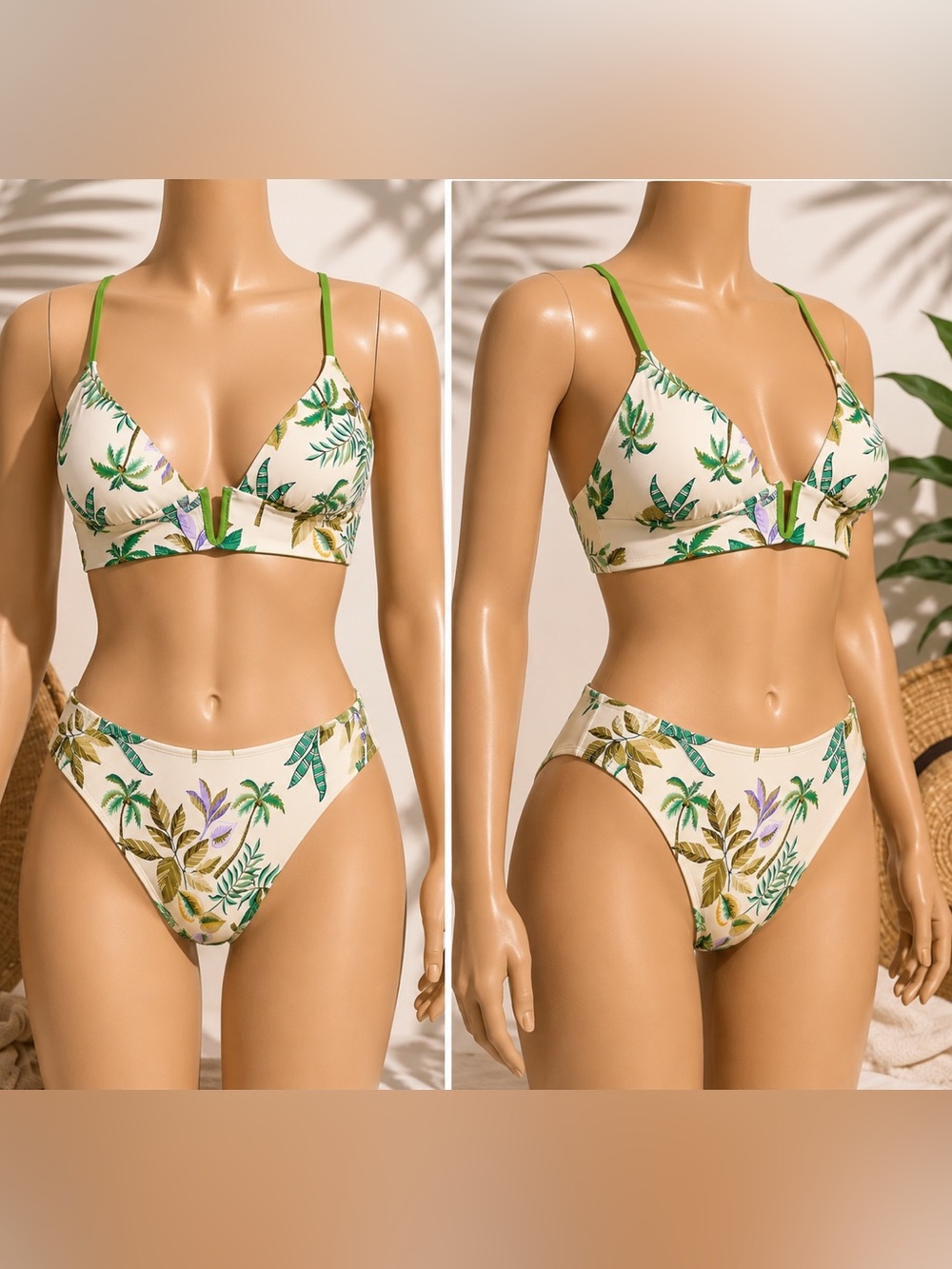 Cupshe Reversible Tropical Print V-Wire Bikini Set NWT